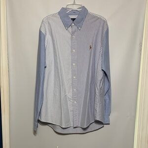 Ralph Lauren Blue and White Casual Button Down Shirt